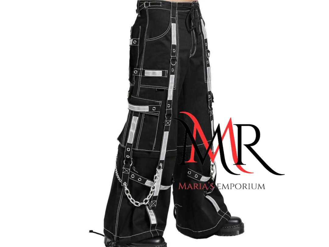 Black Goth Emo Cargo Pants, Chains White Straps, Techwear Steam Punk Cyber Y2k Pants, Cotton Bondage Wide Leg Pants Converted to Short - Etsy Black Goth Emo Cargo Pants, Chains White Straps, Techwear Steam Punk Cyber Y2k Pants, Cotton Bondage Wide Leg Pants Converted to Short - Etsy