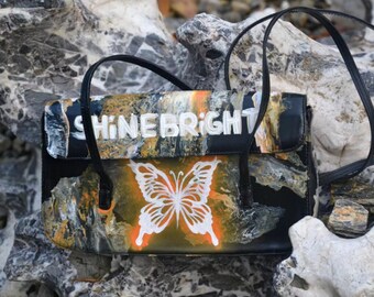 Bag with painted butterfly