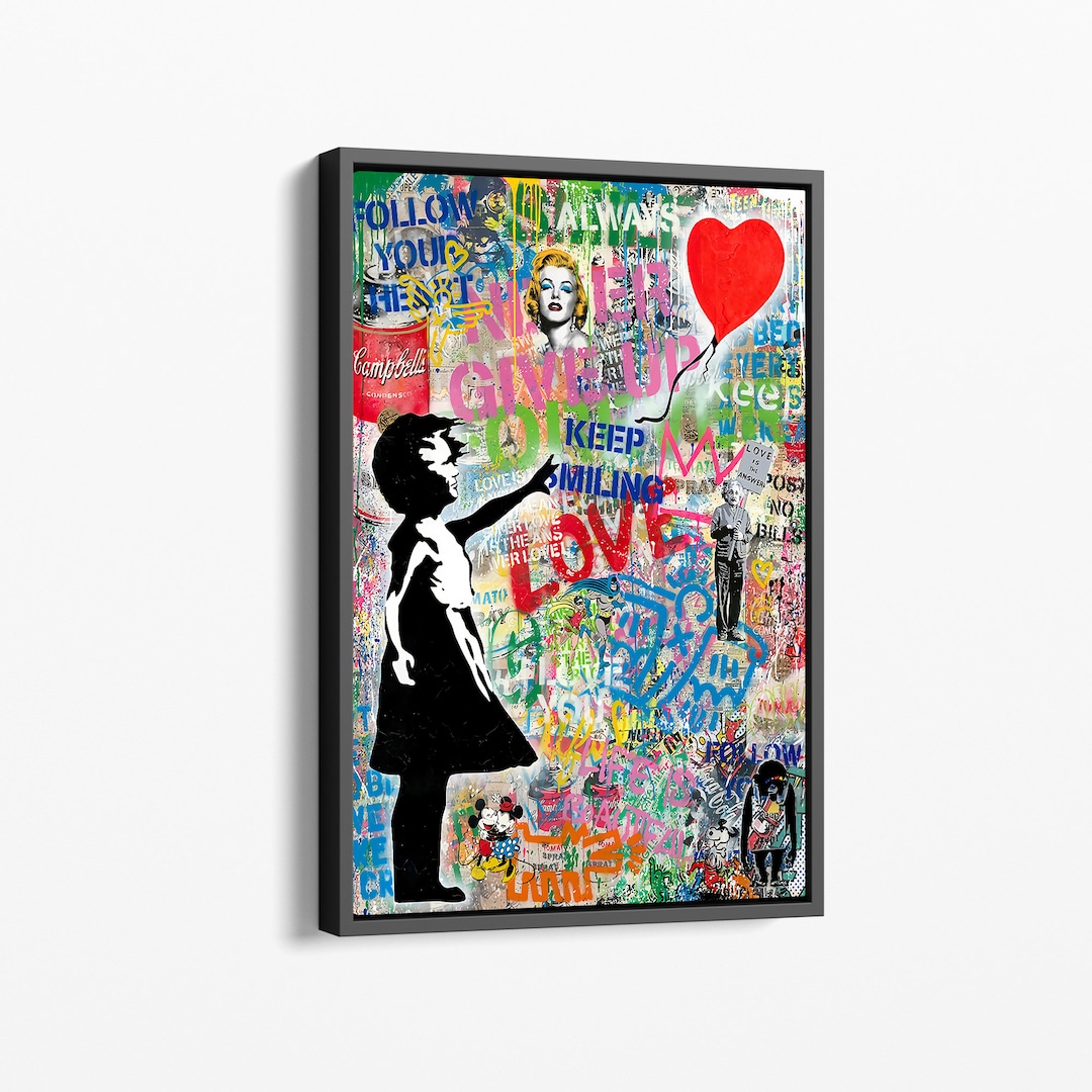 Banksy Art Home Décor Posters & Prints Banksy Sunset Balloon Girl Canvas Wall Art – Framed Graffiti Print, Multicolored, Waterproof Banksy Graffiti Reproduction Posters & Prints - Foto 4