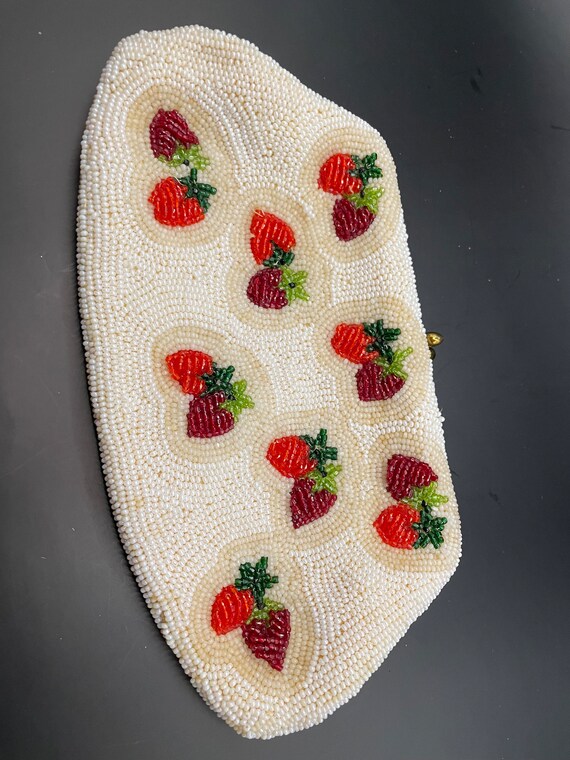 handmade beaded strawberry satchel vintage