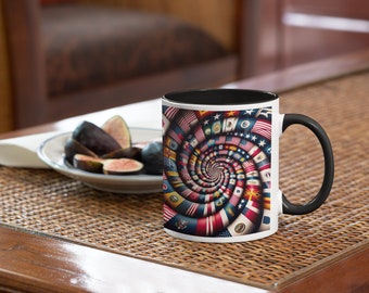 Taza con la bandera de EE. UU. - Taza de café patriótica americana - Estrellas y rayas - Rojo, blanco y azul - Taza patriótica de cerámica de 325 ml