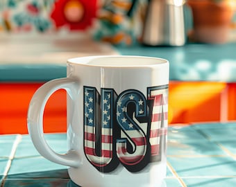 Taza de café con la bandera de EE. UU. - Regalo patriótico para el 4 de julio