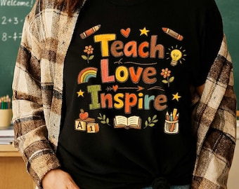 Teach Love Inspire PNG, Teacher Appreciation, Back To School, (Digital Download0