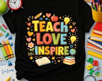 Teach Love Inspire PNG, Teacher Appreciation Sublimation PNG, Digital Download