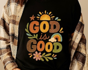 God Is Good PNG, Preppy Retro Christian Doodle, Faith Based Sublimation Design, Bible Verse Digital Download