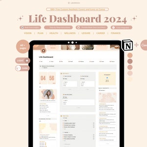 2024 Notion Template, Life Planner, All in One Notion Template, Notion Dashboard, Notion Personal Planner Minimal Aesthetic
