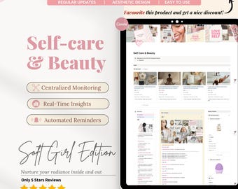 Notion Self Care and Beauty Planner | Skin and Hair Care Tracker | Digital Planner for Women | Digital Journal Template | Aesthetic
