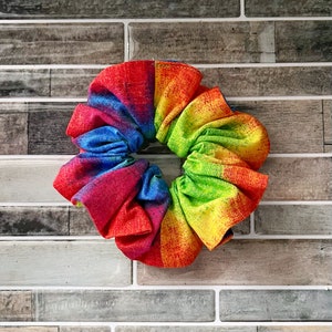 Rainbow Scrunchie, Bright Cotton Scrunchie, Colorful Hair Scrunchie, Cotton Scrunchie, Hair Scrunchie, Hair Accessories, Fun Hair Accessory