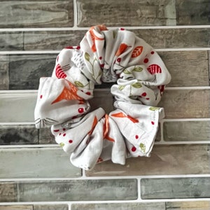 Fox Scrunchie, Fox Accessories, Fox Hair Scrunchie, Forest Animals Scrunchie, Forest Animals Accessories, Cute Scrunchie, Mushroom Scrunchie