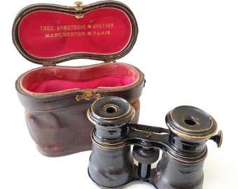 Rare Thomas Armstrong & Brother Antique Opera Glasses | Vintage French Theatre/Marine/Field Binoculars | Original Leather case