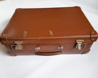 Vintage Cheney Cardboard Suitcase | England | Retro Suitcase | Preloved Travel Case | Vintage Luggage | Old Train Case | Shabby Suitcase