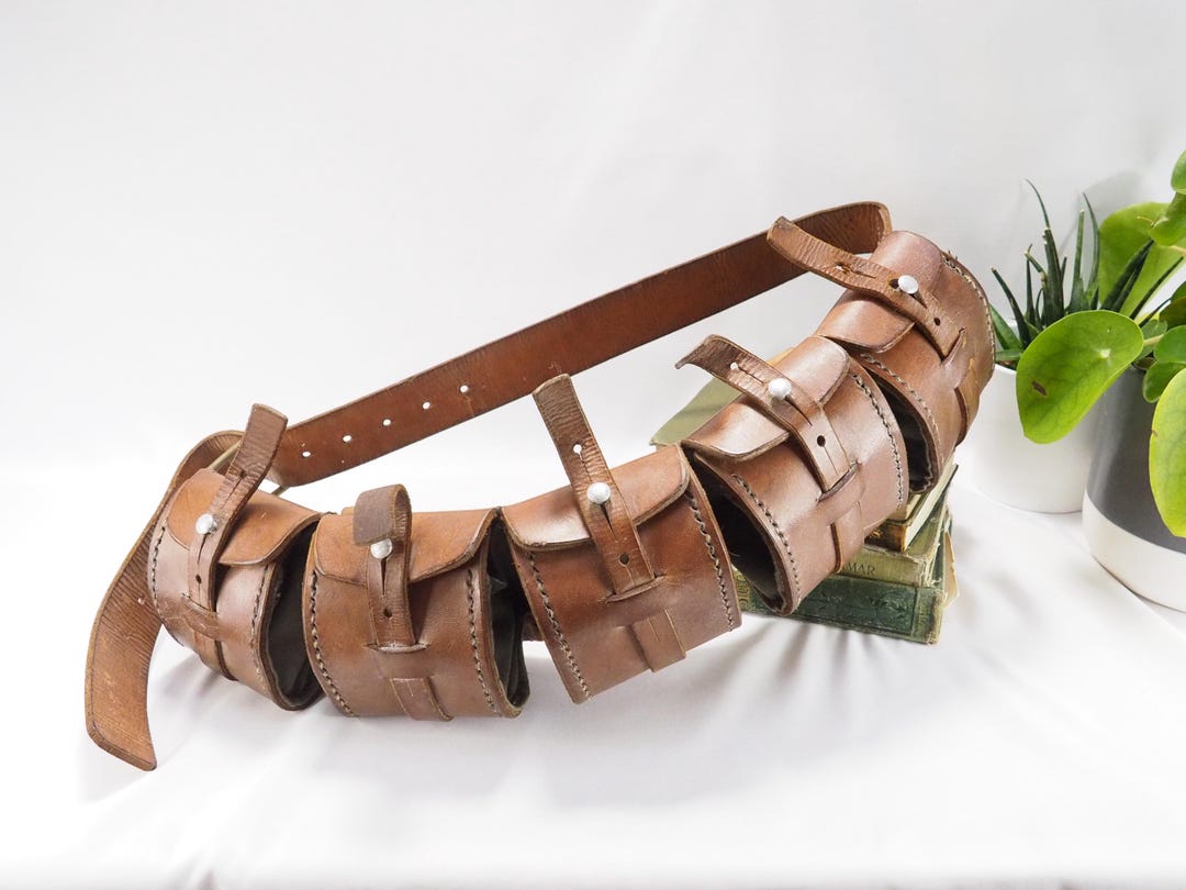 Antique WW1 Original Swedish Bandolier Leather Ammunition Belt