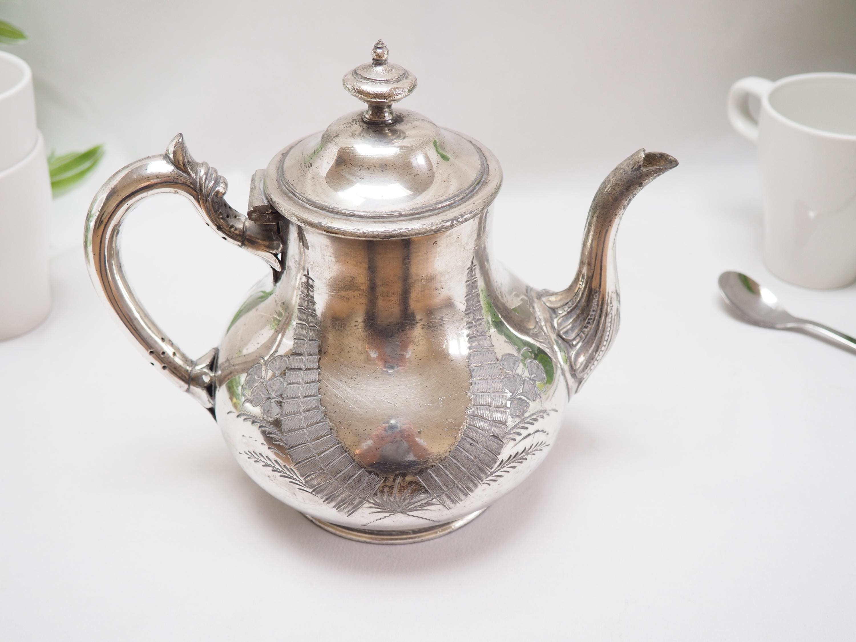 Victorian Antique Silver Plated Teapot | England Patent Handle No