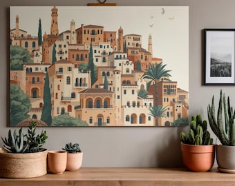 Set di 3 stampe della costa mediterranea | Quadri di un villaggio spagnolo | Decorazioni da viaggio a tema costiero | Quadri paesaggistici | Download digitale