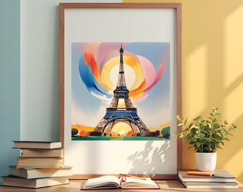 Stampe ad acquerello dei monumenti del mondo | Pacchetto di stampe da parete a tema viaggi | Poster di Parigi, Roma e Taj Mahal | Decorazioni da viaggio stampabili | Download digitale