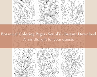 Regalo di benvenuto per gli ospiti di Airbnb | Set di 6 pagine da colorare botaniche stampabili | Materiale stampabile per case vacanza | Accessori indispensabili per gli host | Download digitale