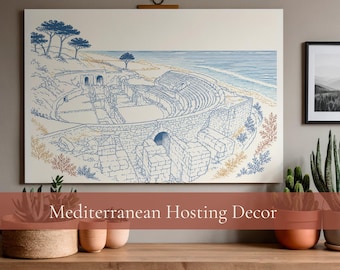 Decorazioni per l'ospitalità, stampe artistiche da parete in stile mediterraneo, stampa dell'anfiteatro romano, Tarragona Spagna, decorazioni per l'ospitalità, download digitale