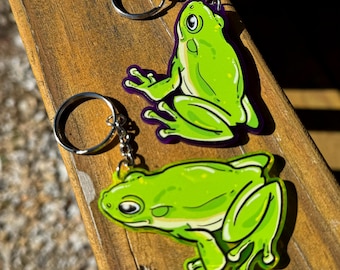 Green Tree Frog Keychain - Acrylic Keychain Frog