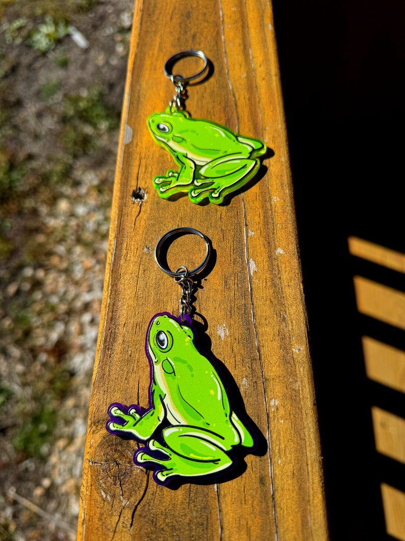 Green Tree Frog Keychain Acrylic Keychain Frog Etsy