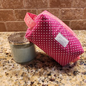 Small Cotton Zipper Bag - Boxy Bag - Makeup Pouch - Travel Bag