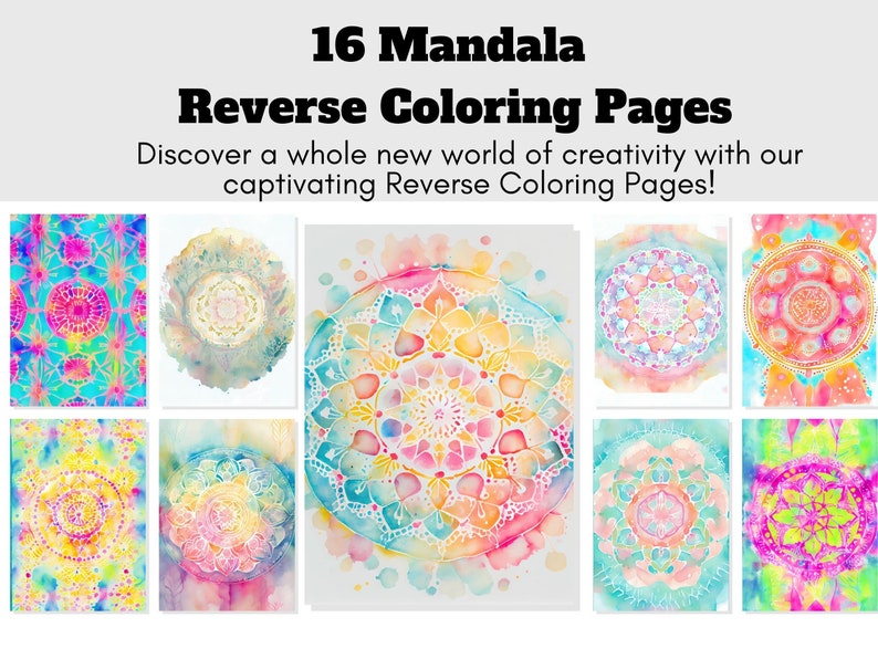 Mandala Reverse Coloring Pages Printable Backward Coloring Etsy