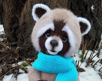 アライグマのぬいぐるみ：手作りアライグマのぬいぐるみ - ジョニー
