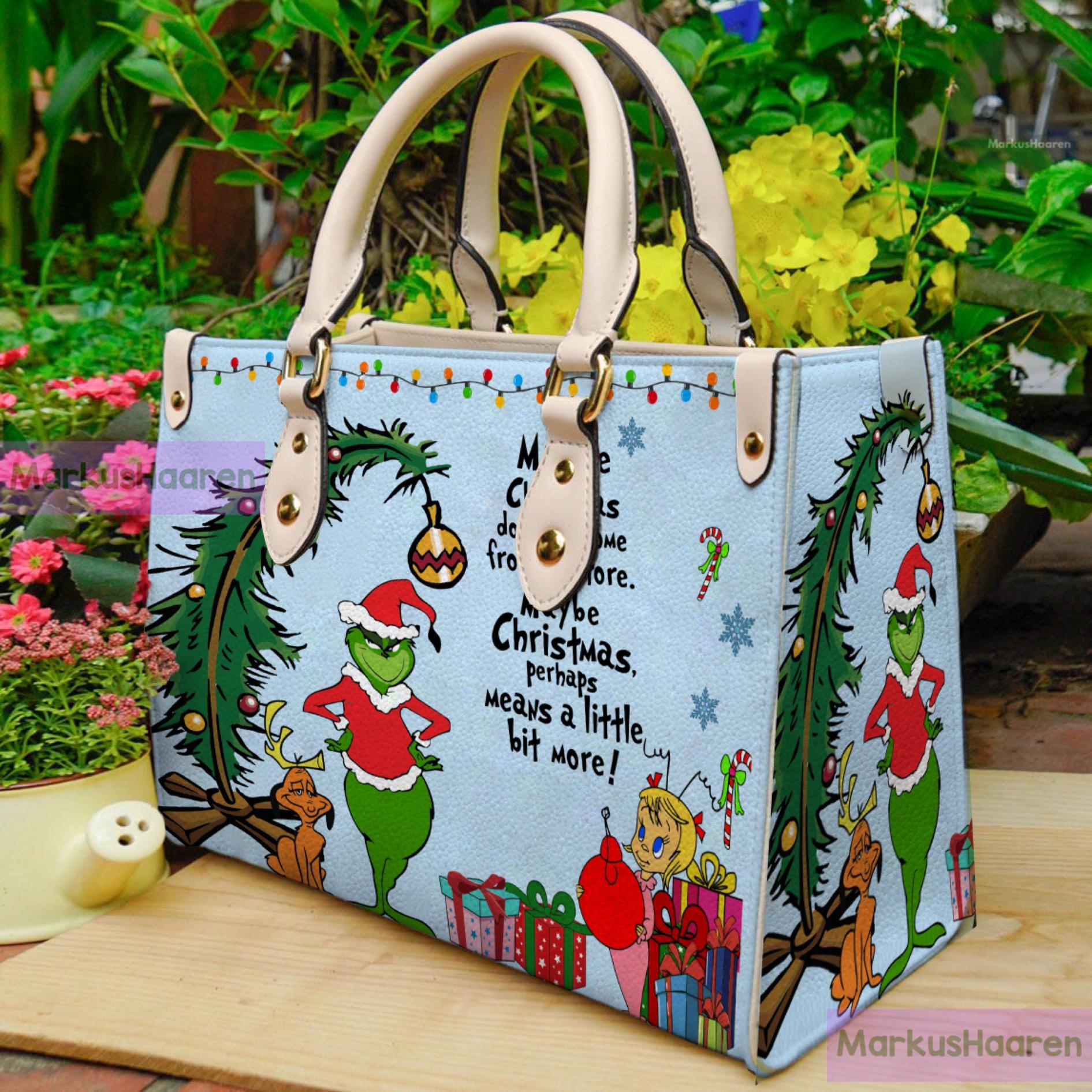 Discover Personalized Christmas funny character Leather Handbag, Custom Leather Bag, funny character Lovers Handbag, funny character Women Bags, Crossbody Bag, Gift For Mom