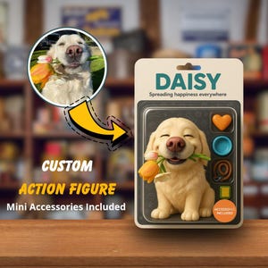 Custom Pet Action Figure, Personalized Toy from Photo with Accessories, Unique Gift for Dog Cat Lovers, Digital Pet Collectible