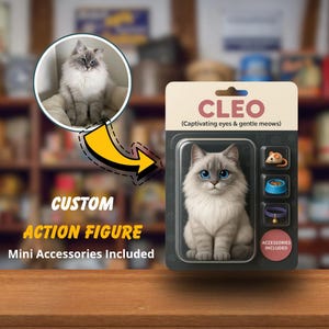 Custom Pet Action Figure, Personalized Toy from Photo with Accessories, Unique Gift for Dog Cat Lovers, Digital Pet Collectible