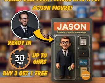 Figura de acción personalizada a partir de una foto, mini retrato de juguete personalizado con accesorios, regalo único para amigos, profesores o coleccionistas.