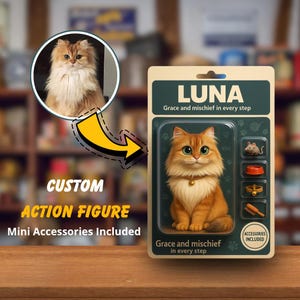 Custom Pet Action Figure Portrait from Photo, Personalized Pixar Style Toy Box Design for Dog or Cat Lovers, Digital Pet Gift Illustration