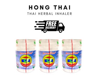 Hong Thai Inhaler Set - Borneol herb water Inhalant - Relieve nasal congestion due to colds Relieve dizziness, Original from Thailand 100%