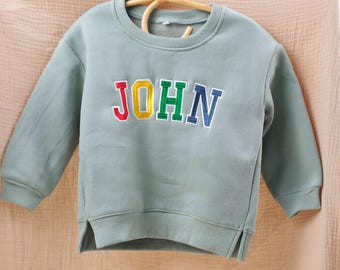Custom Name Baby Rainbow Sweatshirt, Personalized Embroidered Toddler Crewneck, Name Shirt for Kids, Newborn Outfit, Baby Shower Gift.