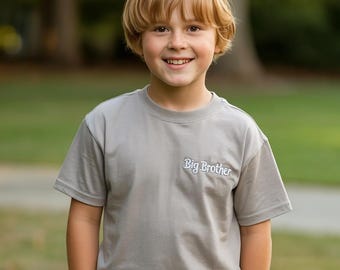 Embroidered Big Brother tshirt, Baby Announcement Idea, Big Brother Announcement, Sibling Announcement,Personalized Kids Short Set