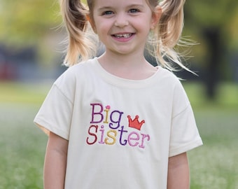 Big Sister Shirt for Girls, Cute Sibling Announcement Tee, Sibling Matching Shirts, New Baby Reveal Outfit, Matching Family Outfit