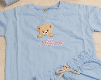 Embroidered Bears Shooting Star TShirt,  Animal Tee, Celestial Forest Embroidery, Comfort Colors Gift for Nature Lovers