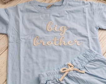 Conjunto para hermano mayor, conjunto de camisa y pantalón corto bordado para hermano mayor, anuncio de hermano mayor, regalo personalizado para hermano mayor, anuncio de embarazo