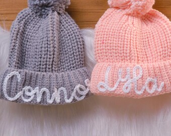 Kid's Beanie with Personalized knit Name Hat for Babies boys and Toddlers Gifts for Baby Shower