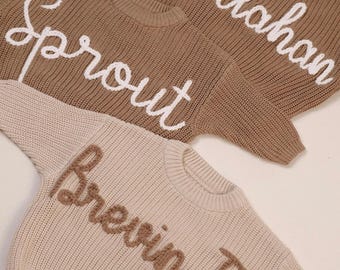 Custom Baby Name Sweater, Personalized Sweater, Custom Embroidered Baby Sweater, Newborn Baby Gift, Hand Embroidery Sweaters