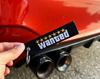 Wanted GTA Grand Theft Auto Embroidered Keychain - Custom Keychain - Keytag