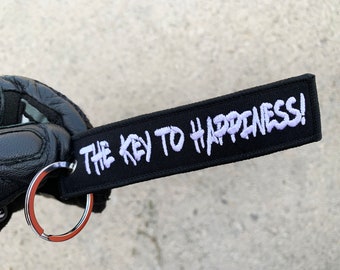 De sleutel tot geluk geborduurde sleutelhanger - aangepaste sleutelhanger - Keytag