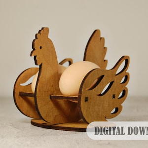 Soporte para huevos de gallina de Pascua cortado con láser, organizador de huevos de Pascua svg, Plantilla de decoración, Archivos de descarga digital para madera - Cdr, Dxf, Svg, Ai, Pdf