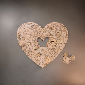 Laser geschnitten Holz Puzzle Herz, Liebe ist Puzzle, Valentinstag Geschenk, Dekoration Vorlage, Digitale Download Dateien - Cdr, Dxf, SVG, Ai, Pdf