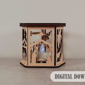 Laser geschnitten Weihnachtskerze Teelichthalter | 3, Krippe svg, Dekoration Vorlage, Digitale Download Dateien - Cdr, Dxf, svg, Ai, Pdf