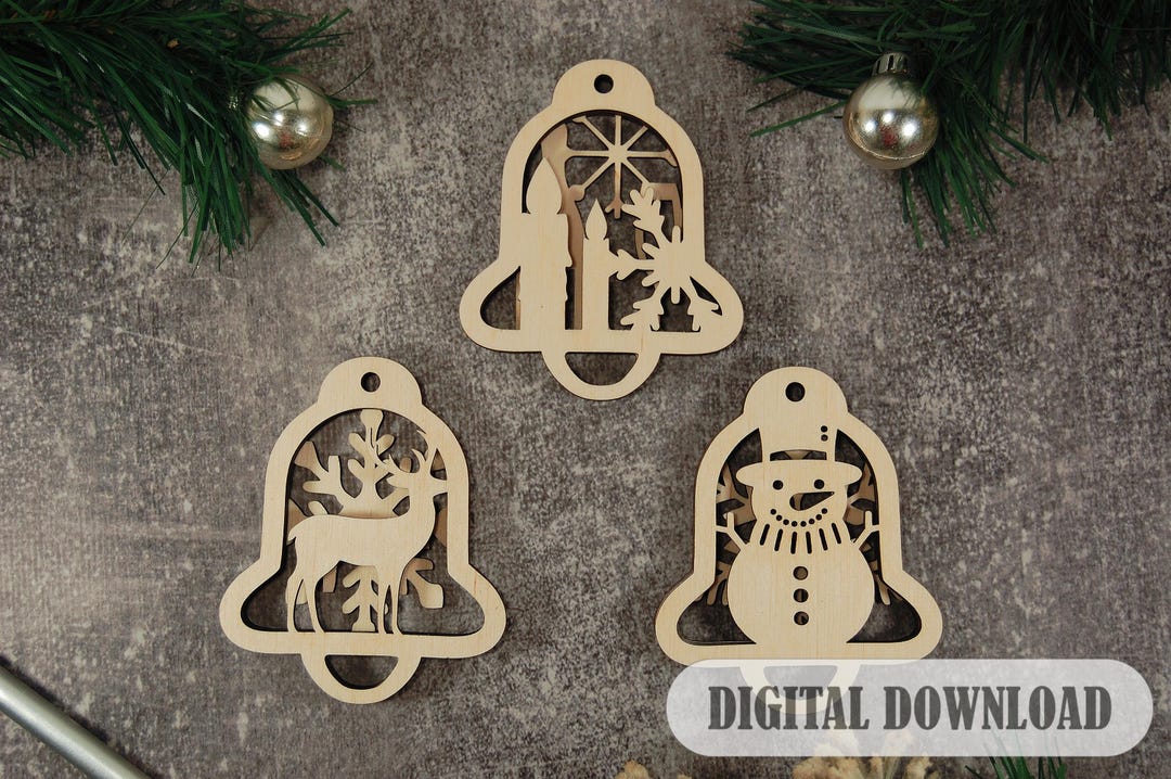 Laser Cut Bell Christmas Ornament SVG Bundle (digital Download) - Etsy UK