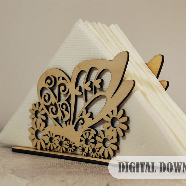 Laser cut Decorative napkin holder butterfly, Tissue box with butterfly svg, Digital download files for wood - Cdr, Dxf, Svg, Ai, Pdf