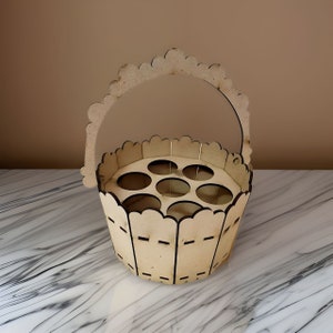 Balde de ovo de Páscoa cortado a laser, cesta de ovo de Páscoa svg, modelo de decoração, download de arquivos digitais para madeira - Cdr, Dxf, Svg, Ai, Pdf