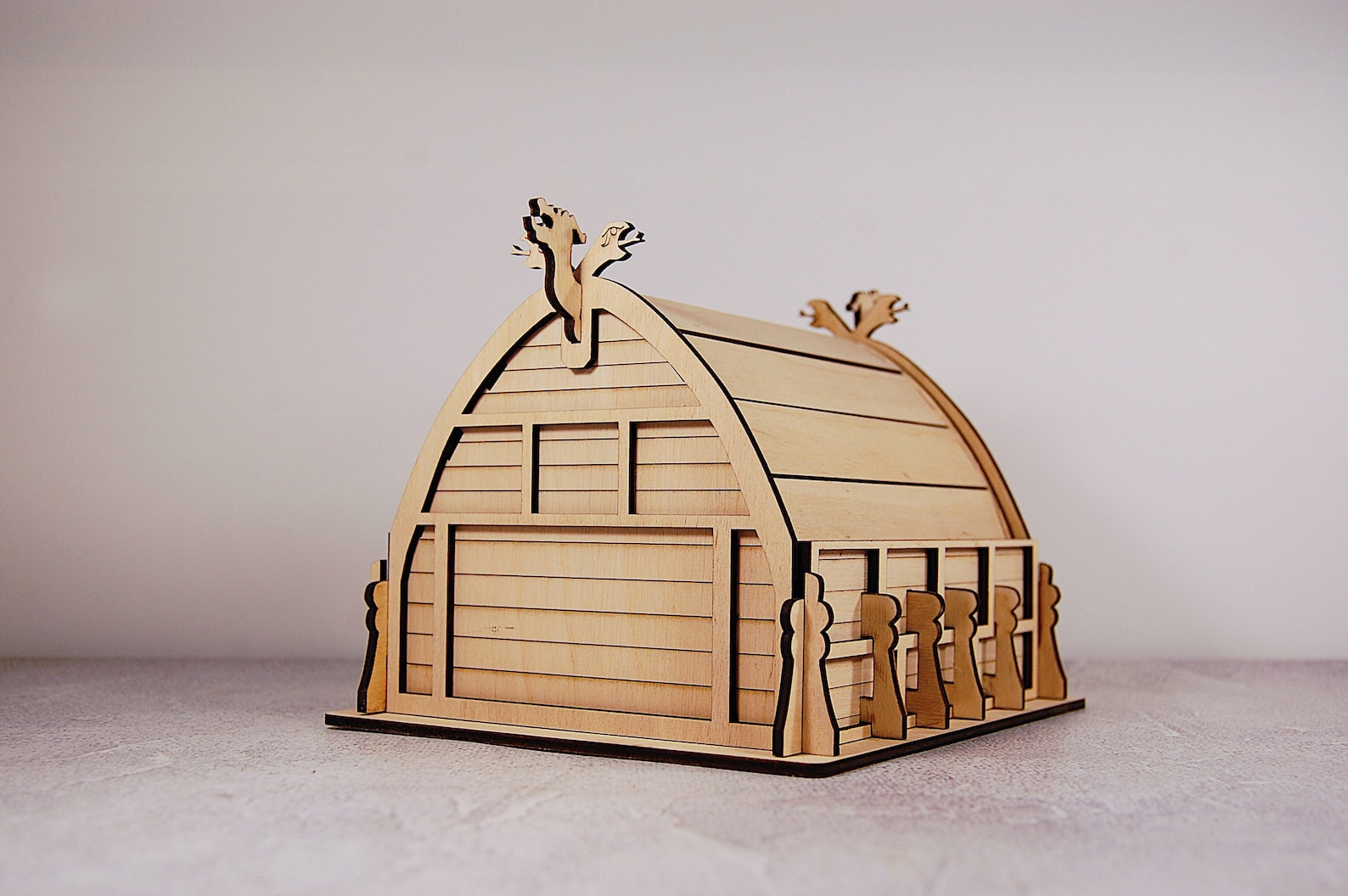Laser Cut Wooden Viking House 3D Model, Viking Dollhouse Svg