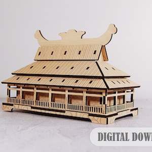 Lasergeschnittene Holz-Schmuckschatulle - Japanischer Tempel, japanischer Tempel 3D-Svg, Dekorationsvorlage, digitale Download-Dateien - Cdr, Dxf, Svg, Ai, Pdf