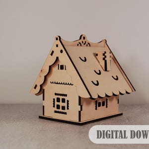 レーザーカットのクリスマスビレッジハウス、キャンドルホルダーボックスSVG、装飾テンプレート、木材用デジタルダウンロードファイル - Cdr、Dxf、Svg、Ai、Pdf